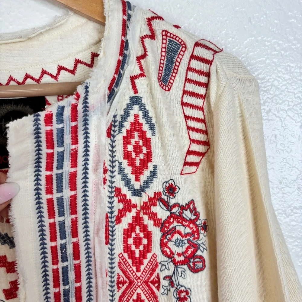 JOHNNY WAS Yatzil Embroidered Fringe Jacket in Vanilla Size L - Picture 7 of 14